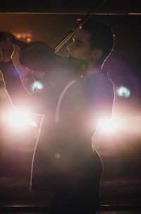 View of illuminated lights at night