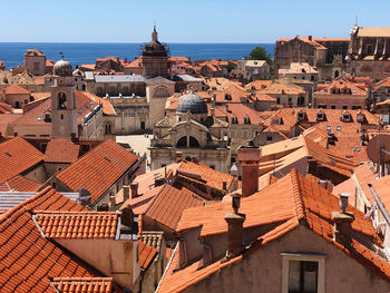 High angle view of buildings in city against sky in dubrovnik