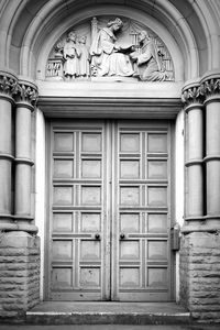 Closed door of old building