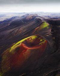 Aerial view of volcanic landscape