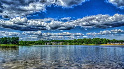 Scenic view of lake against sky