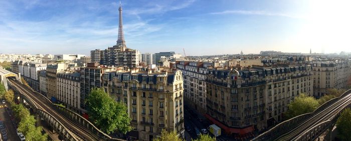 High angle view of cityscape against sky