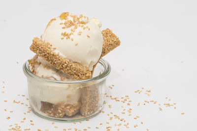 Close-up of ice cream against white background