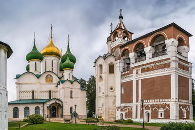 Belfry and cathedral in monastery of saint euthymius, suzdal, russia