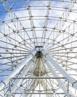 Low angle view of ferris wheel against blue sky