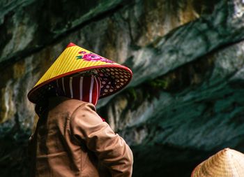 Rear view of woman wearing hat in thailand 