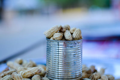 Close-up of beans on table