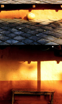 Close-up of wooden structure on roof
