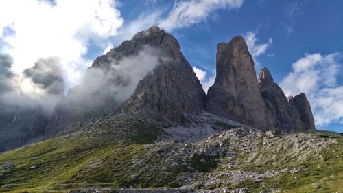 Panoramic view of rocky mountains against sky