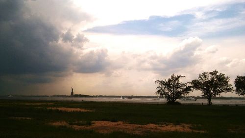 Scenic view of landscape against cloudy sky