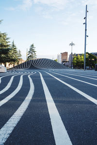 Lines on the concrete at superkilen park in copenhagen