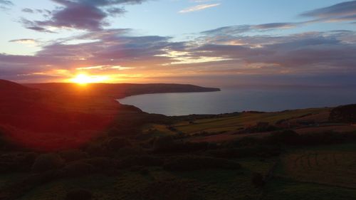 Scenic view of sunset over sea