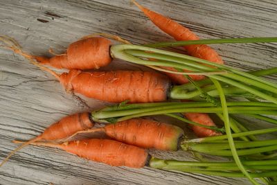 High angle view of vegetables on table