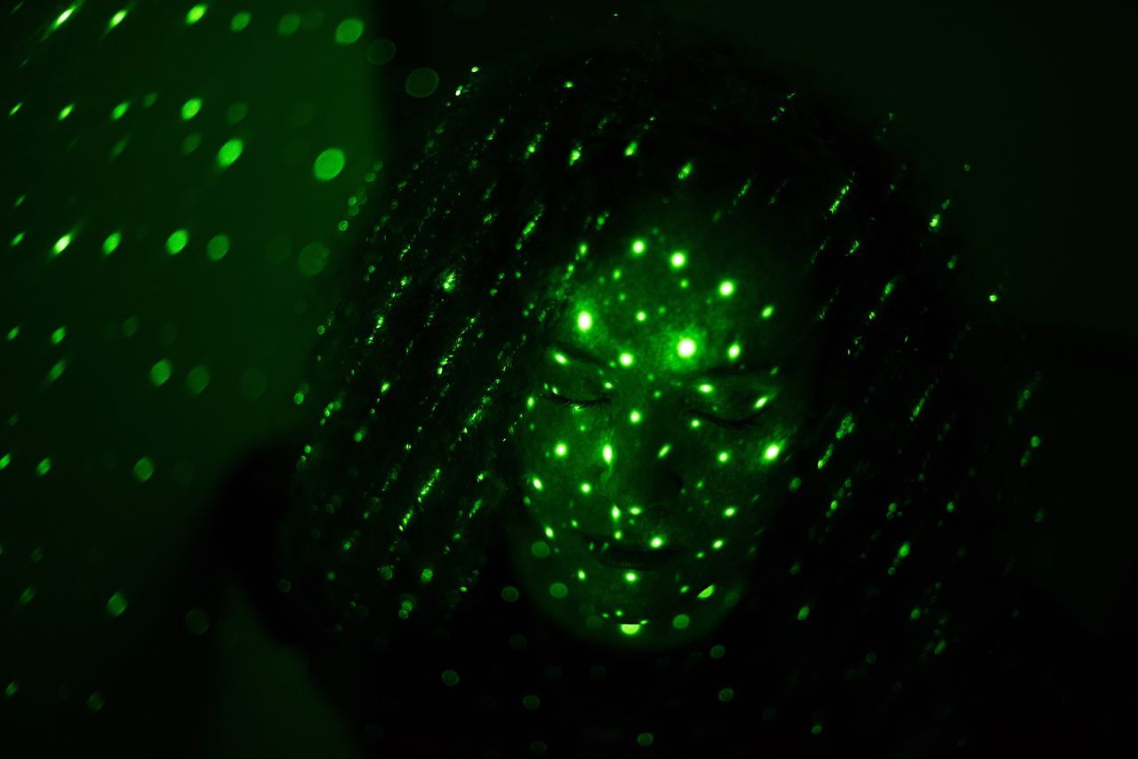 green color, pattern, illuminated, no people, backgrounds, abstract, close-up, night, indoors, particle