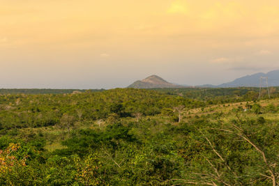 Scenic view of landscape against sky during sunset