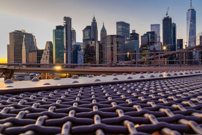 View of modern buildings against sky in city