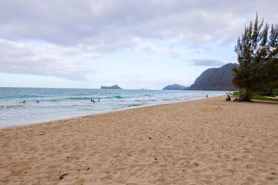 Scenic view of beach against sky