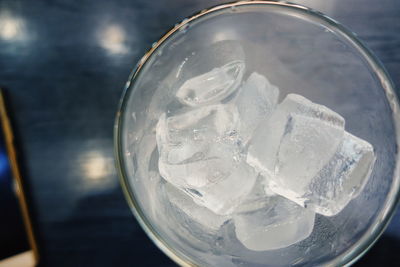 High angle view of drink on table