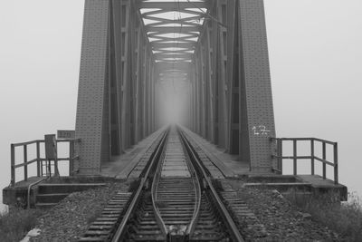 View of railroad tracks against clear sky