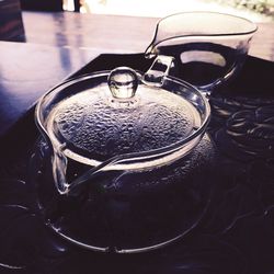 Close-up of sunglasses on table