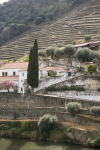 High angle view of buildings in city