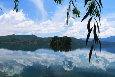 Scenic view of lake against sky