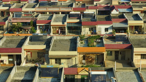 High angle view of residential buildings