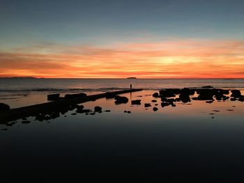 Scenic view of sea against sky during sunset