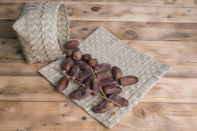 High angle view of food on table