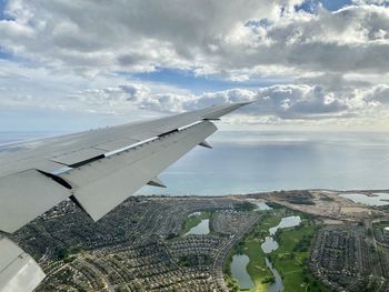 Aerial view of sea against sky