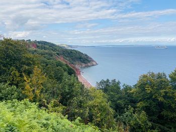 High angle view of sea against sky