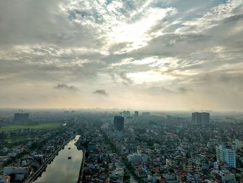 High angle view of townscape against sky