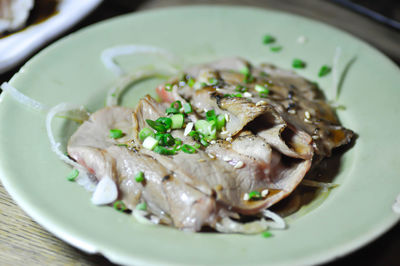 High angle view of meal served in plate