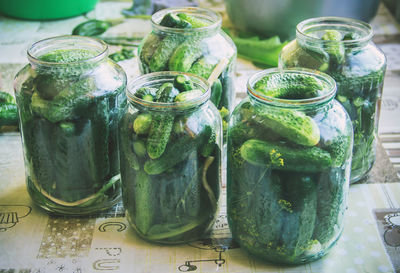 Close-up of bottles