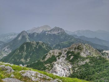 Scenic view of mountains against clear sky