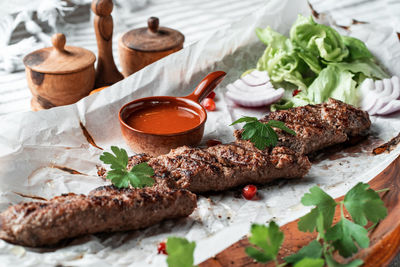 Close-up of food on table