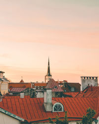 View of temple building against sky during sunset