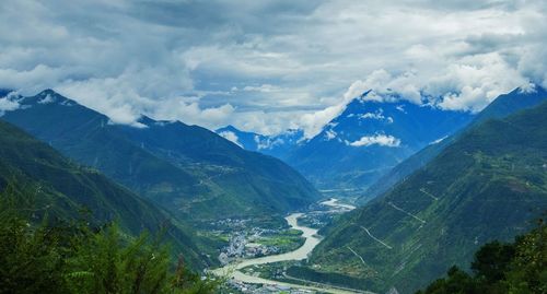 Scenic view of mountains against sky