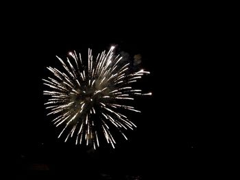 Low angle view of firework display at night