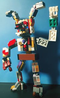 Close-up of toys against colored background