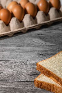 High angle view of bread on table