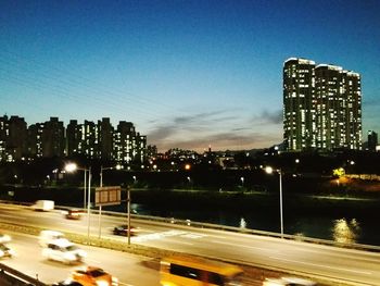 View of illuminated city at night