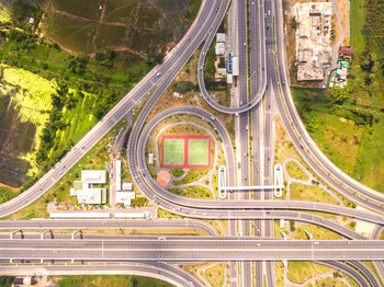 Directly above shot of highways in city