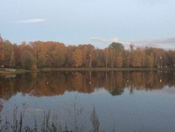 Scenic view of lake against sky