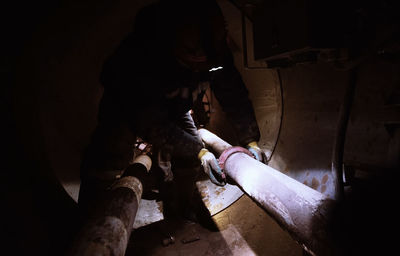 High angle view of man working