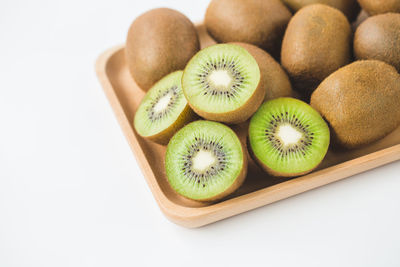 High angle view of fruits on white background