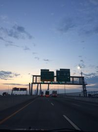 Road against sky during sunset