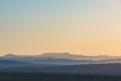 Scenic view of landscape against sky during sunset