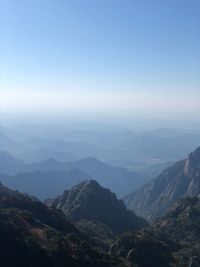 Scenic view of mountains against clear sky