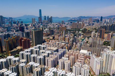 Aerial view of building in city